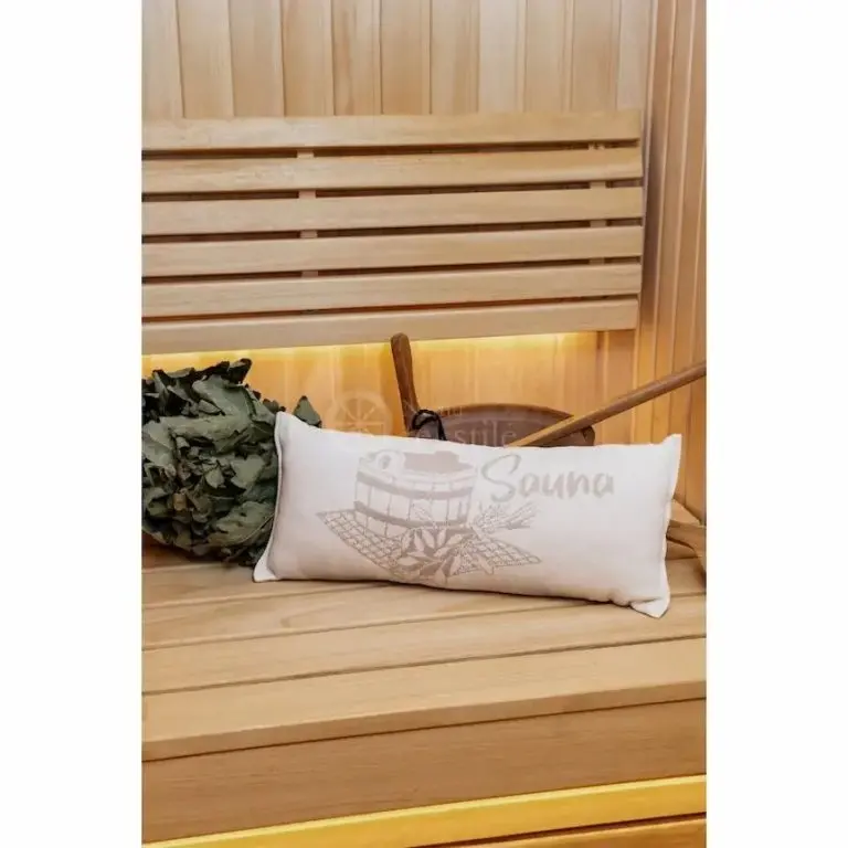 Sauna pillow – beige (19.7" x 8.7") | Sauna Shop
