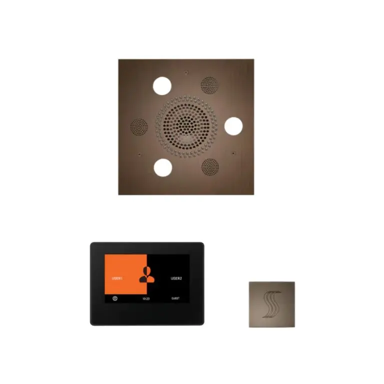 ThermaSol Wellness Steam Package – Serenity Advanced Rainhead (Round) + ThermaTouch2 7 Control (Black Trim) + Steam Head Kit (Round)