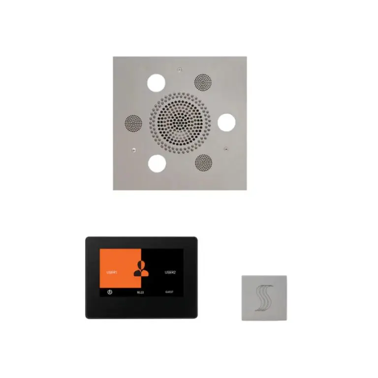 ThermaSol Wellness Steam Package – Serenity Advanced Rainhead (Round) + ThermaTouch2 7 Control (Black Trim) + Steam Head Kit (Round)