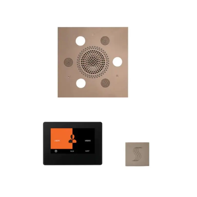 ThermaSol Wellness Steam Package – Serenity Advanced Rainhead (Round) + ThermaTouch2 7 Control (Black Trim) + Steam Head Kit (Round)