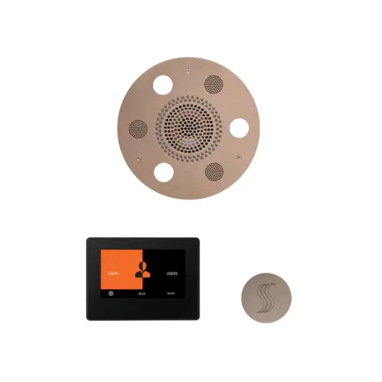 ThermaSol Wellness Steam Package – Serenity Advanced Rainhead (Round) + ThermaTouch2 7 Control (Black Trim) + Steam Head Kit (Round)