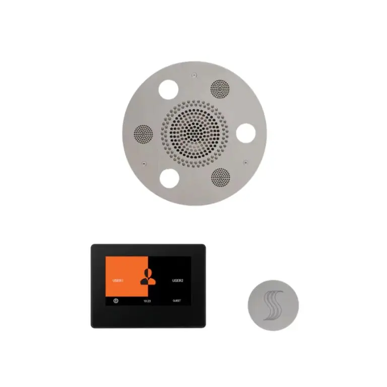 ThermaSol Wellness Steam Package – Serenity Advanced Rainhead (Round) + ThermaTouch2 7 Control (Black Trim) + Steam Head Kit (Round)