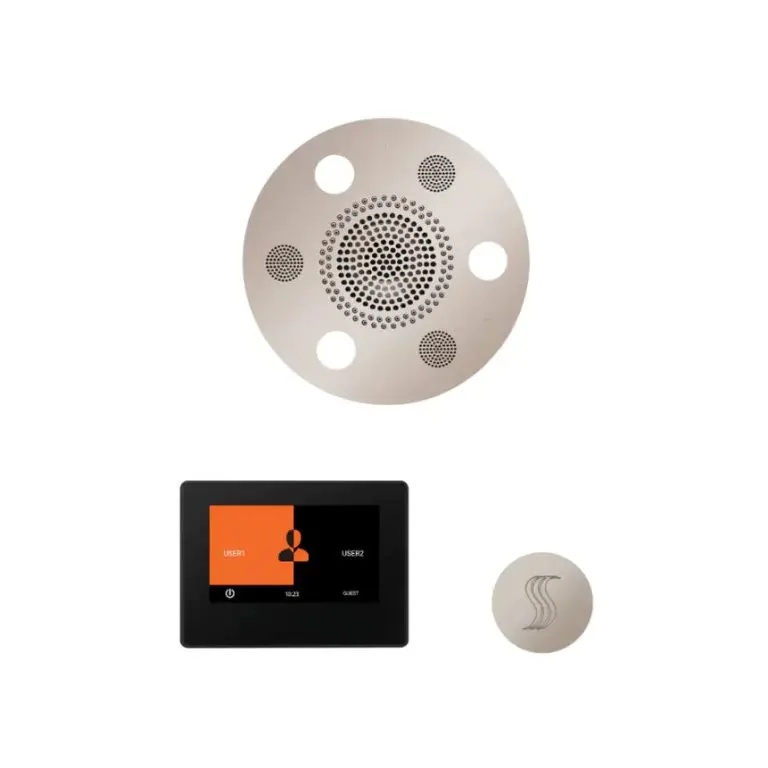 ThermaSol Wellness Steam Package – Serenity Advanced Rainhead (Round) + ThermaTouch2 7 Control (Black Trim) + Steam Head Kit (Round)