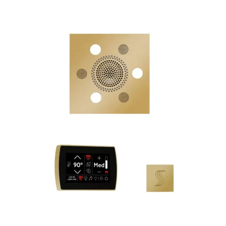 ThermaSol Wellness Steam Package – Serenity Advanced Rainhead (Square) + SignaTouch Control (Recessed, Black Trim) + Steam Head Kit (Square)