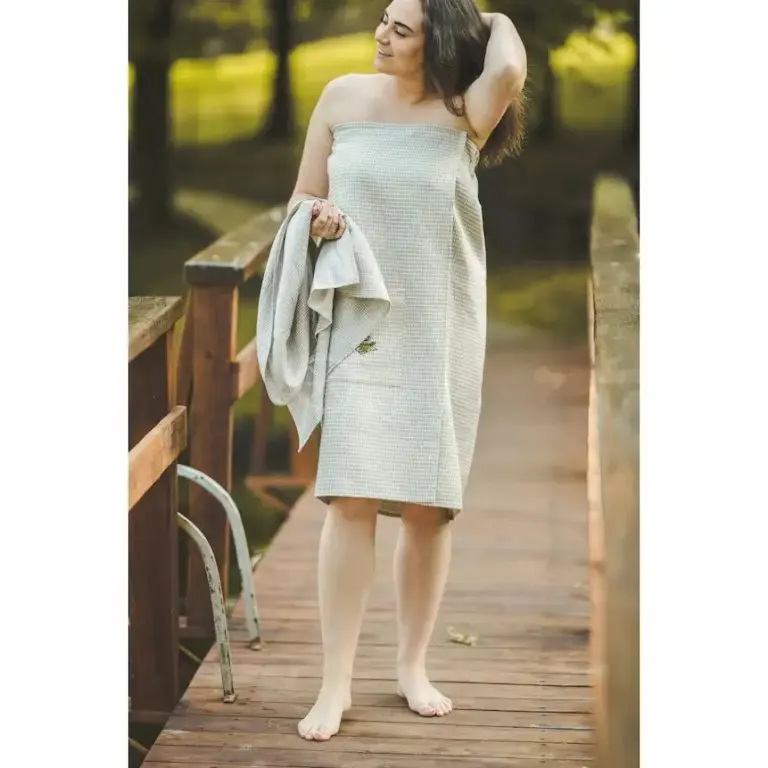 Waffle sauna apron full length | Sauna Shop