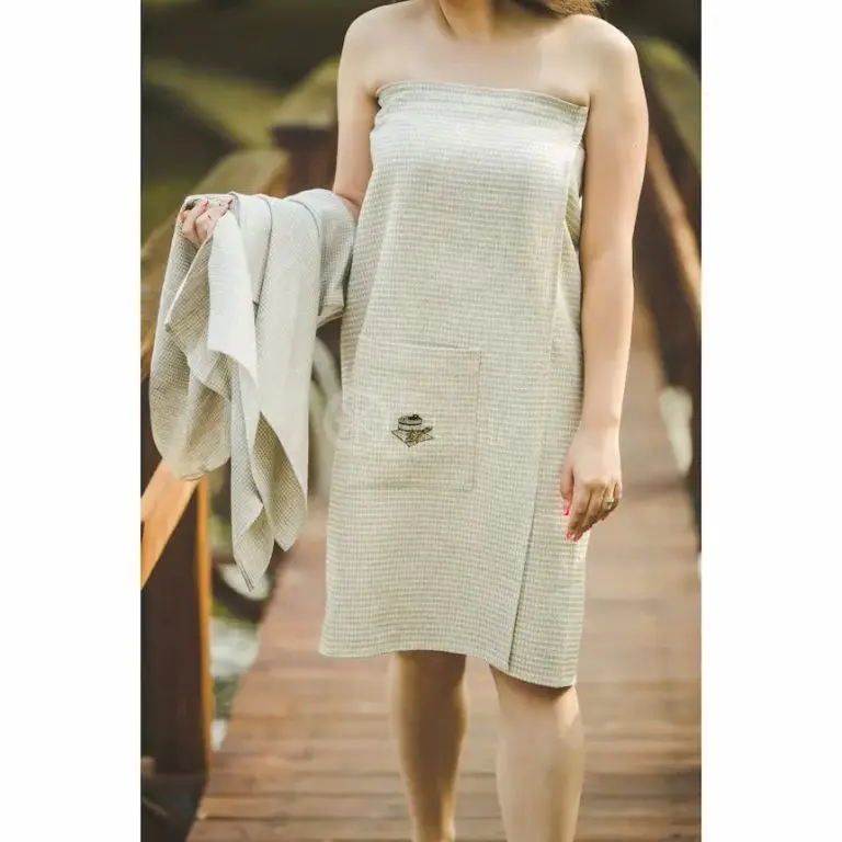 Waffle sauna apron full length | Sauna Shop