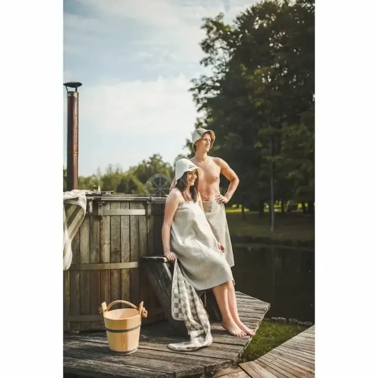 Waffle sauna apron half length | Sauna Shop