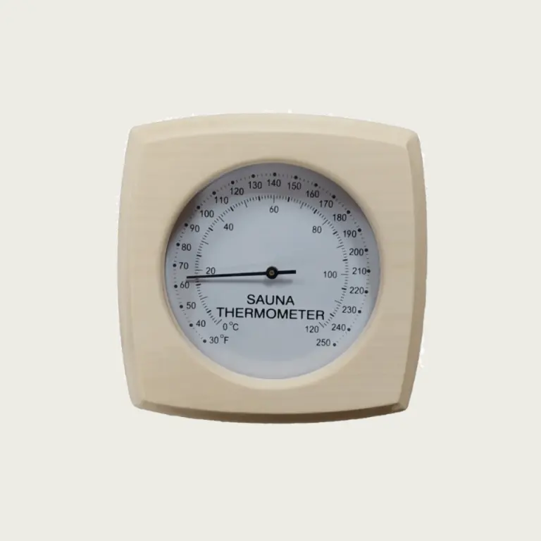Wood encased Thermometer 0C/0F (5 1/4" x 5 1/4") | Sauna Shop