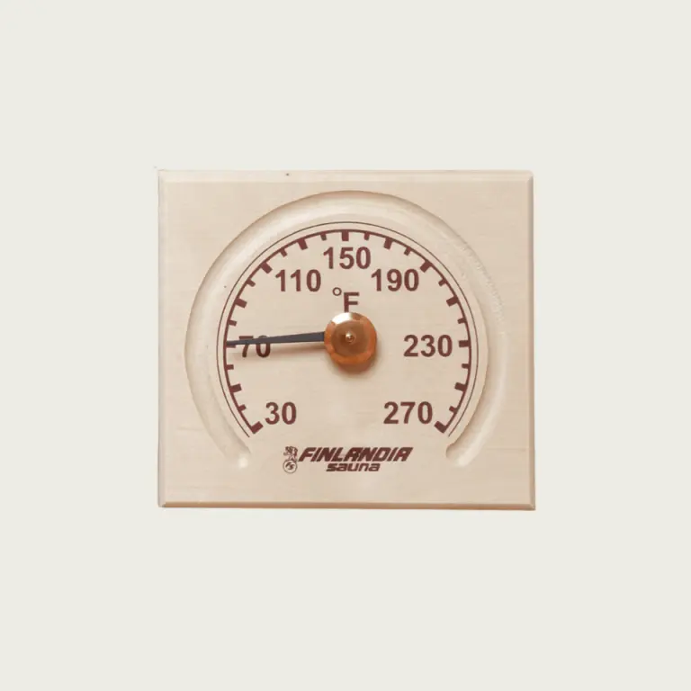 Wood Thermometer with carved groove 5 3/8" x 5 5/8" | Sauna Shop