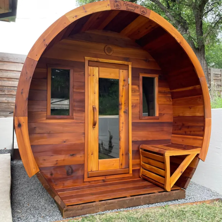6 Person Flat Barrel Outdoor Sauna | Heritage Sauna®