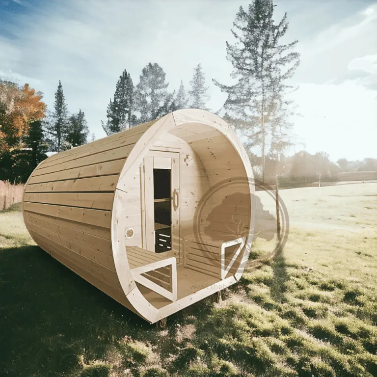 6 Person Flat Barrel Outdoor Sauna | Heritage Sauna®