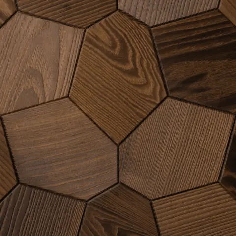 Hexagon Thermo-Ash Brushed Decorative Wall | EmotionWood