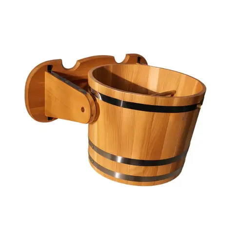 Waterfall Bucket 5.3 Gallon – Oak | Sauna Shop