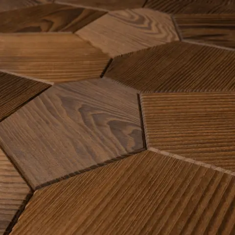 Hexagon Thermo-Ash Brushed Decorative Wall | EmotionWood