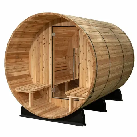 Almost Heaven 6' x 5+2' Fairmont 4-person Barrel Sauna